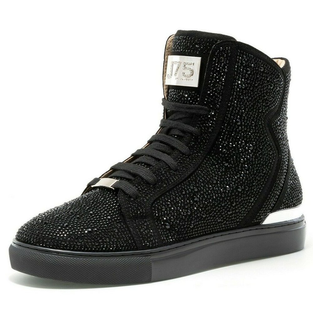 Men's J75 by Jump Sestos Black All Over Jewel High Top Fashion Sneakers NWT